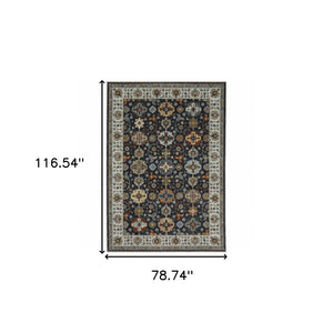 HomeRoots 2' X 8' Elegant Oriental Power Loom Runner Rug with Fringe - Timeless Design for Any Space 7' X 10' 508007