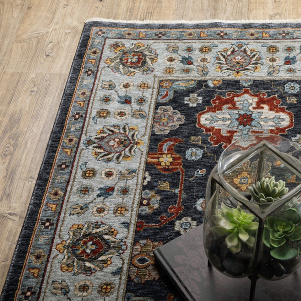 HomeRoots 2' X 8' Elegant Oriental Power Loom Runner Rug with Fringe - Timeless Design for Any Space 10' X 13' 508009