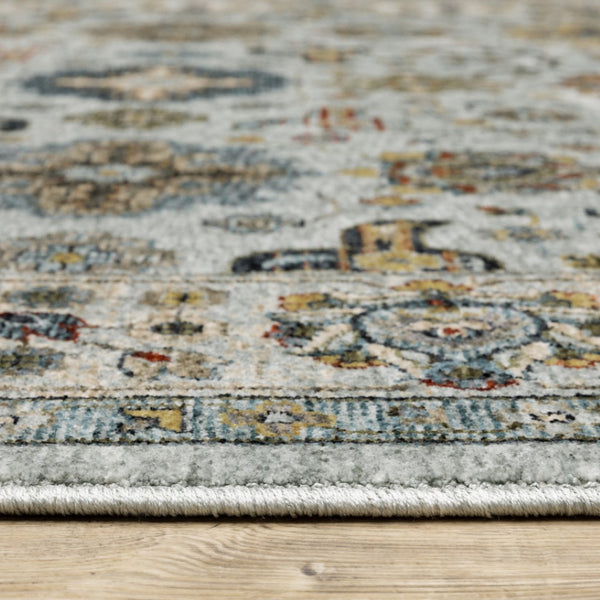 HomeRoots 2' X 8' Elegant Oriental Power Loom Runner Rug with Fringe - Timeless Design for Any Space Blue/ Beige 2'3" x 7'6" 508010