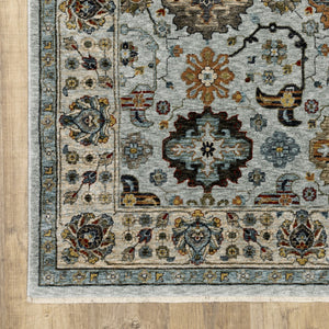 HomeRoots 2' X 8' Elegant Oriental Power Loom Runner Rug with Fringe - Timeless Design for Any Space Blue/ Beige 2'3" x 7'6" 508010