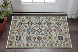 HomeRoots 2' X 8' Elegant Oriental Power Loom Runner Rug with Fringe - Timeless Design for Any Space 3' x 5' 508012