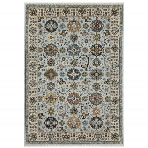HomeRoots 2' X 8' Elegant Oriental Power Loom Runner Rug with Fringe - Timeless Design for Any Space 7' X 10' 508014