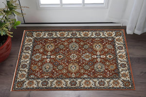 HomeRoots 2' X 8' Stain-Resistant Oriental Runner Rug with Fringed Tassels - Elegant Red, Blue, and Gold Design 3' x 5' 508019