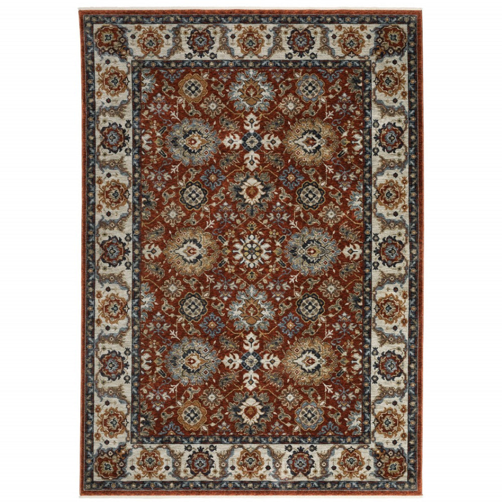 HomeRoots 2' X 8' Stain-Resistant Oriental Runner Rug with Fringed Tassels - Elegant Red, Blue, and Gold Design 10' X 13' 508023