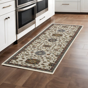 HomeRoots 2' Elegant Oriental Runner Rug with Stain Resistance, Fringe Finish, and Timeless Motifs for Hallways 2'3" x 7'6" 508024