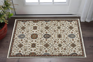 HomeRoots 2' Elegant Oriental Runner Rug with Stain Resistance, Fringe Finish, and Timeless Motifs for Hallways 3' x 5' 508026