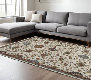 HomeRoots 2' Elegant Oriental Runner Rug with Stain Resistance, Fringe Finish, and Timeless Motifs for Hallways 10' X 13' 508030