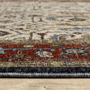 Homeroots 7' X 10' Beige And Ivory Oriental Power Loom Area Rug With Fringe  Polyester 508035