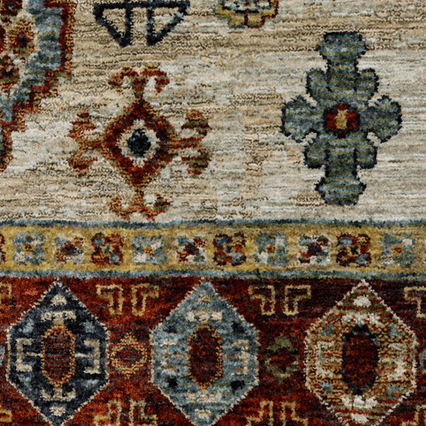HomeRoots 2' Blue and Beige Oriental Power Loom Runner Rug - Elegant Fringe Design for High-Traffic Areas 5' X 8' 508041