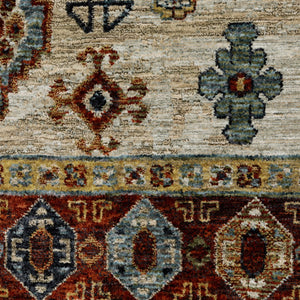 HomeRoots 2' Blue and Beige Oriental Power Loom Runner Rug - Elegant Fringe Design for High-Traffic Areas 8' X 11' 508043