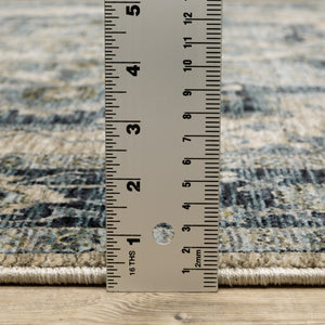 HomeRoots 2' Blue and Beige Oriental Power Loom Runner Rug - Elegant Design with Fringe for Home Décor 2'3" x 7'6" 508045