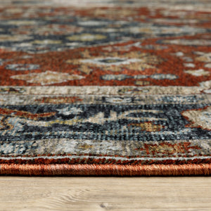 Homeroots 8' X 11' Blue And Beige Oriental Power Loom Area Rug With Fringe  Polyester 508057