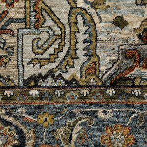 Homeroots 5' X 8' Blue And Green Oriental Power Loom Area Rug With Fringe Blue,Taupe Polyester 508062