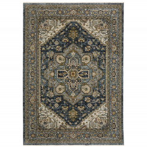 HomeRoots 8' Blue and Green Oriental Power Loom Runner Rug - Durable, Stylish, and Ideal for High-Traffic Areas 8' X 11' 508064