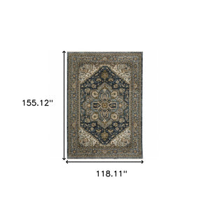 HomeRoots 8' Blue and Green Oriental Power Loom Runner Rug - Durable, Stylish, and Ideal for High-Traffic Areas 10' X 13' 508065