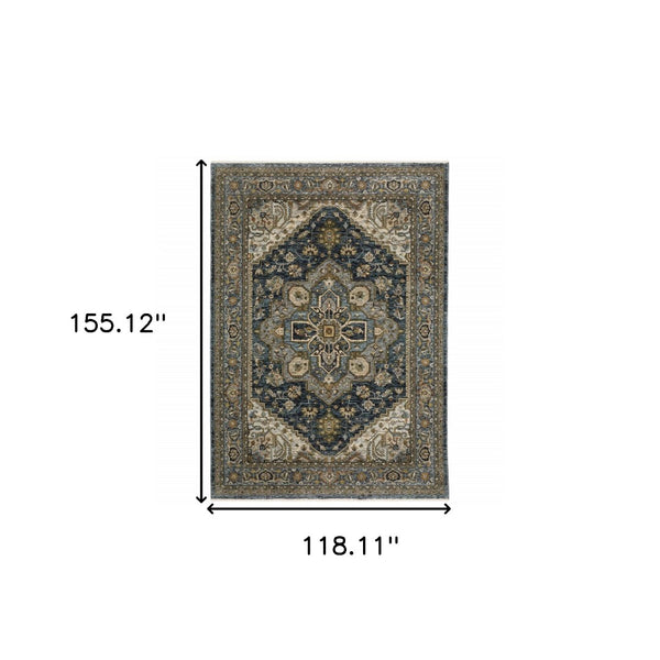 HomeRoots 8' Blue and Green Oriental Power Loom Runner Rug - Durable, Stylish, and Ideal for High-Traffic Areas 10' X 13' 508065