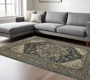 HomeRoots 8' Blue and Green Oriental Power Loom Runner Rug - Durable, Stylish, and Ideal for High-Traffic Areas 10' X 13' 508065