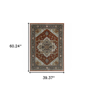 HomeRoots 8' Blue and Green Oriental Power Loom Runner Rug - Durable, Stylish, and Ideal for High-Traffic Areas 3' x 5' 508068
