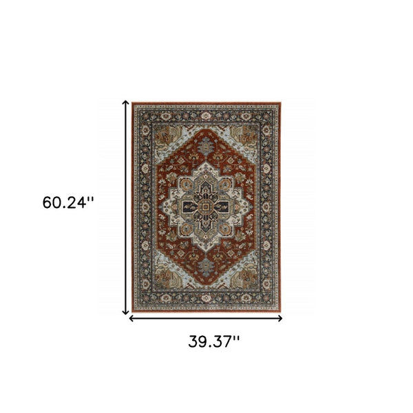 HomeRoots 8' Blue and Green Oriental Power Loom Runner Rug - Durable, Stylish, and Ideal for High-Traffic Areas 3' x 5' 508068