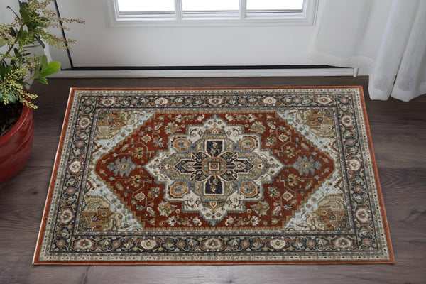 HomeRoots 8' Blue and Green Oriental Power Loom Runner Rug - Durable, Stylish, and Ideal for High-Traffic Areas 3' x 5' 508068