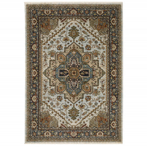 HomeRoots 8' Blue and Green Oriental Power Loom Runner Rug - Durable, Stylish, and Ideal for High-Traffic Areas 3' X 5' 508075