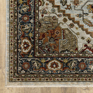 HomeRoots 8' Blue and Green Oriental Power Loom Runner Rug - Durable, Stylish, and Ideal for High-Traffic Areas 3' X 5' 508075