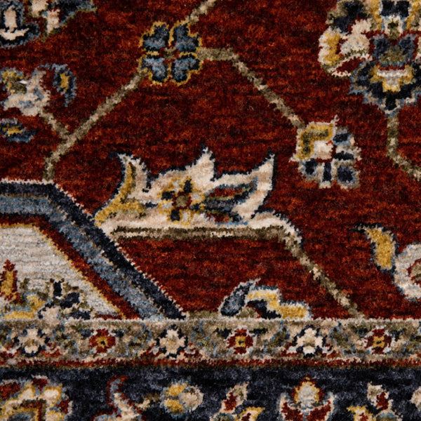 HomeRoots 2' Red Ivory Blue Navy Gold Grey Oriental Power Loom Runner Rug - Stain Resistant, Classic Elegance 10' X 13' 508086