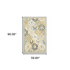 HomeRoots 10' Geometric Tufted Handmade Area Rug – Stain-Resistant Comfort in Blue, Green, Gold & Navy 5' X 8' 508097