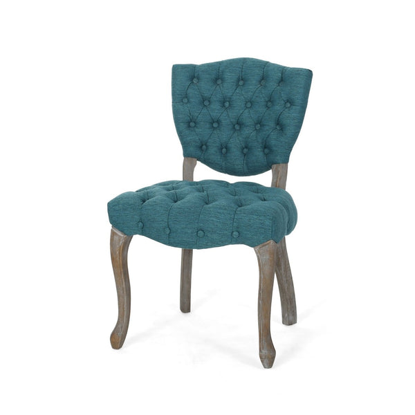English Elm Kd Button Tufted Dining Chairs Set of 2 Rubberwood Scrolled Legs Vintage Style 61624.00FT