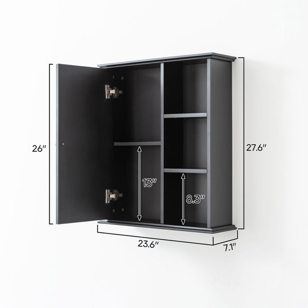 English Elm Upgraded Wall Mounted Bathroom Cabinet Mdf Soft Close Over Toilet Organizer Black T3785P356594