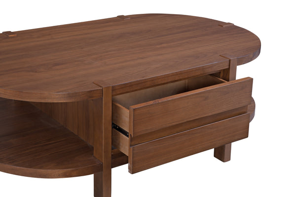 Basset Mirror Winston Cocktail Table: Mid-century Modern Design With Walnut Finish & Ample Storage Drawers Brown Wood,Veneer 5081-lr-140