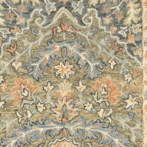 HomeRoots 10' Hand-Tufted Wool Area Rug in Blue and Green – Distressed Oriental Design for Elegant Spaces 2'6" x 8' 508100