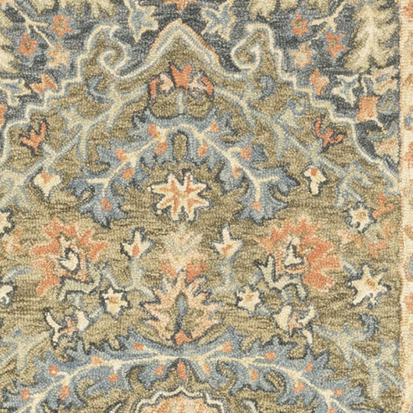 HomeRoots 10' Hand-Tufted Wool Area Rug in Blue and Green – Distressed Oriental Design for Elegant Spaces 2'6" x 8' 508100