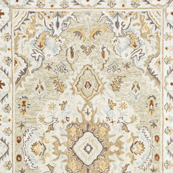 Homeroots 4' X 6' Ivory Beige Gold And Muted Grey Oriental Tufted Handmade Stain Resistant Area Rug  Genuine Wool 508106