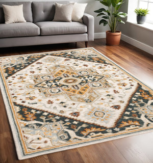 HomeRoots 10' Handmade Oriental Tufted Area Rug - Elegant Stain-Resistant Design for Modern & Classic Spaces 5' X 8' 508112