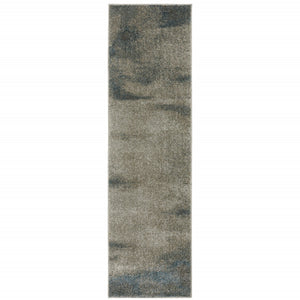 HomeRoots 8' Beige and Blue Abstract Distressed Runner Rug - Modern, Durable, Stain-Resistant Design for Busy Homes 2'3" x 7'6" 508119