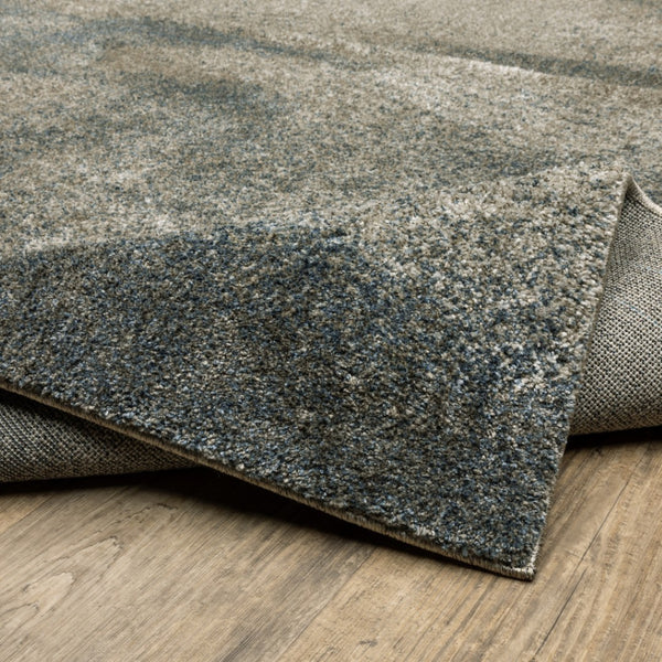 HomeRoots 8' Beige and Blue Abstract Distressed Runner Rug - Modern, Durable, Stain-Resistant Design for Busy Homes 2'3" x 7'6" 508119