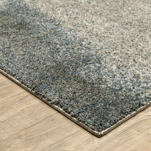 HomeRoots 8' Beige and Blue Abstract Distressed Runner Rug - Modern, Durable, Stain-Resistant Design for Busy Homes 3' x 5' 508120