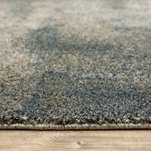 HomeRoots 8' Beige and Blue Abstract Distressed Runner Rug - Modern, Durable, Stain-Resistant Design for Busy Homes 3' x 5' 508120
