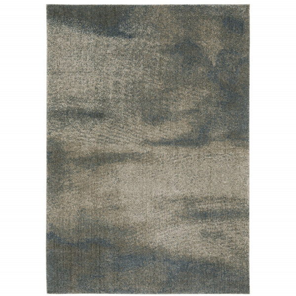 HomeRoots 8' Beige and Blue Abstract Distressed Runner Rug - Modern, Durable, Stain-Resistant Design for Busy Homes 5' X 8' 508121