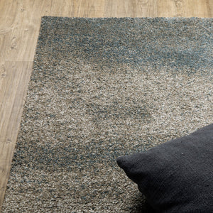 HomeRoots 8' Beige and Blue Abstract Distressed Runner Rug - Modern, Durable, Stain-Resistant Design for Busy Homes 5' X 8' 508121