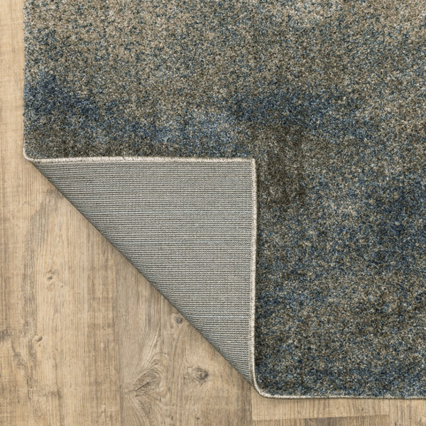 HomeRoots 8' Beige and Blue Abstract Distressed Runner Rug - Modern, Durable, Stain-Resistant Design for Busy Homes 8' X 11' 508123