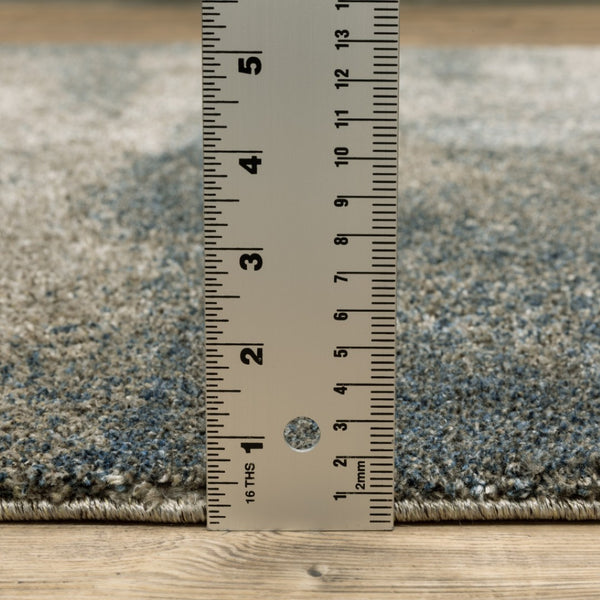 HomeRoots 8' Beige and Blue Abstract Distressed Runner Rug - Modern, Durable, Stain-Resistant Design for Busy Homes 10' X 13' 508124