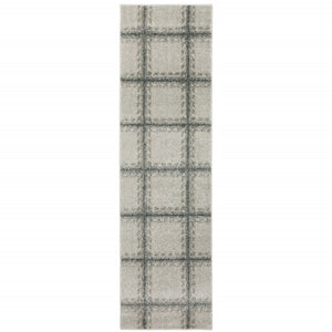 HomeRoots 8' Gray Geometric Runner Rug - Durable, Stain-Resistant Design Perfect for High-Traffic Entryways 2'3" x 7'6" 508125