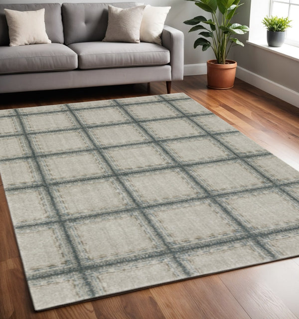 HomeRoots 8' Gray Geometric Runner Rug - Durable, Stain-Resistant Design Perfect for High-Traffic Entryways 5' X 8' 508127