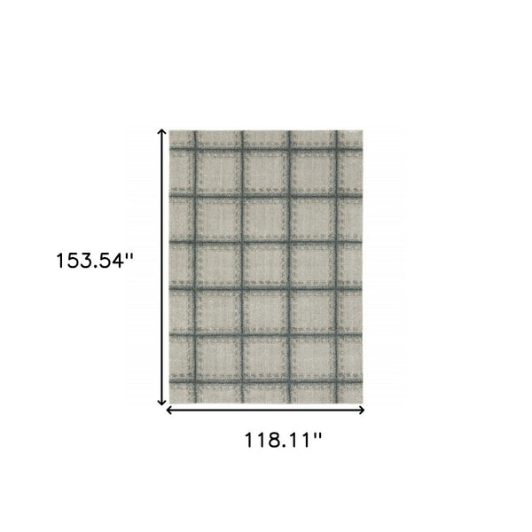 HomeRoots 8' Gray Geometric Runner Rug - Durable, Stain-Resistant Design Perfect for High-Traffic Entryways 10' X 13' 508130
