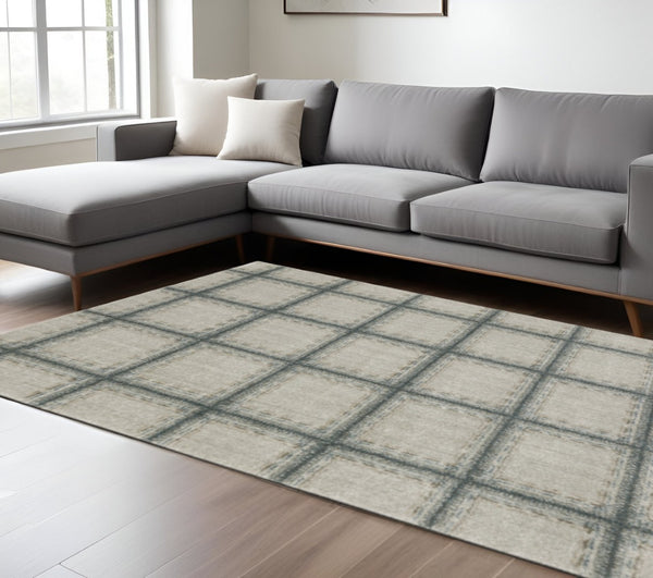 HomeRoots 8' Gray Geometric Runner Rug - Durable, Stain-Resistant Design Perfect for High-Traffic Entryways 10' X 13' 508130