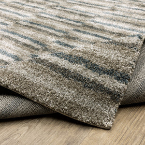 HomeRoots 8' Abstract Distressed Runner Rug in Beige and Blue – Durable, Stain-Resistant Design for Hallways 2'3" x 7'6" 508131