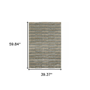 HomeRoots 8' Abstract Distressed Runner Rug in Beige and Blue – Durable, Stain-Resistant Design for Hallways 3' x 5' 508132