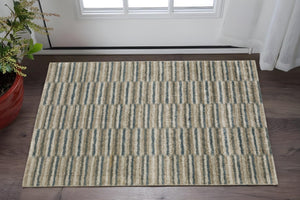 HomeRoots 8' Abstract Distressed Runner Rug in Beige and Blue – Durable, Stain-Resistant Design for Hallways 3' x 5' 508132